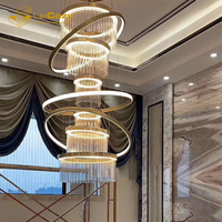 Moderne double hauteur luxe longue verre grande lampe LED pendentif plafonnier