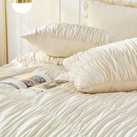 Parures de lit froncées pour couette, ensemble de lit Queen Size, style bohème chic, 3 pièces avec volants et oreillers, blanc