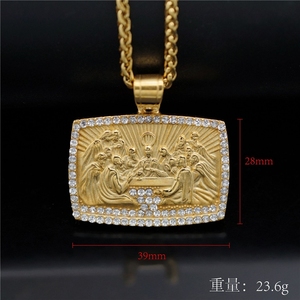 Collares con Colgante <span class=keywords><strong>de</strong></span> Joyería <span class=keywords><strong>de</strong></span> Acero Inoxidable, Resistentes al Agua y al Deslustre, con Diseño Religioso Cristiano <span class=keywords><strong>de</strong></span> <span class=keywords><strong>la</strong></span> Última Cena, Estilo Hip Hop, para Hombre - Product Image 5