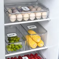Organizador de geladeira transparente empilhável, sem bpa, plástico, organizador de geladeira, despensa, caixa de armazenamento para freezer, armários de cozinha