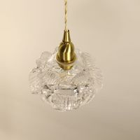 Petite lampe suspendue de chevet de style rose, romantique, de type français, vintage, en cuivre massif, avec abat-jour en verre doré, luminaire de luxe à tête unique pour chambre à coucher