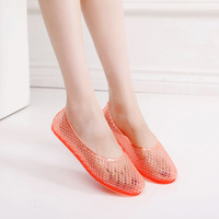 Sandales plates pour femmes, style ballerine en gelée, bout rond fermé, ajourées, à enfiler, chaussures d'été décontractées pour la plage, confortables, légères et antidérapantes