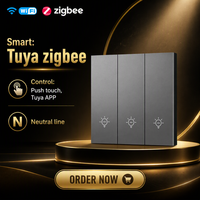 Interruptor de Luz Inteligente LAPU Negro, Blanco, Gris, Dorado, Neutro, Compatible con Tuya Zigbee, Botón de Presión para PC, Interruptor de Pared de 3 Vías, Funciona con APP