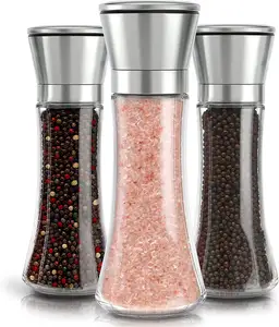 Packing Salt & Pepper Grinder Set Salt and Pepper Grinder Set of 2 Glass Salt Pepper Grinder Manual Glass Stainless Steel MILLS