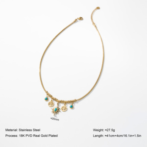 Collar YF3586 con Colgante <span class=keywords><strong>de</strong></span> Árbol <span class=keywords><strong>de</strong></span> la <span class=keywords><strong>Vida</strong></span> y Turquesa, Joyería Bohemia Vintage, Impermeable, Acero Inoxidable 316L Chapado en Oro <span class=keywords><strong>de</strong></span> 18k - Product Image 3