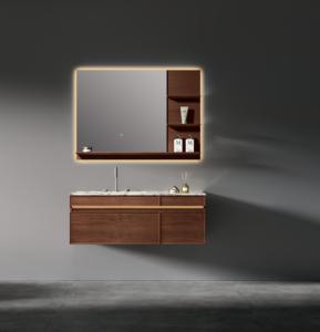 Luxury <strong>Chinese</strong> <strong>Style</strong> Wall-Mounted <strong>Bathroom</strong> Vanity Smart Mirror Waterproof Ceramic Countertop Solid Wood Vanities Lacquer Ceramic - Product Image 4