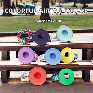 现代豪华狗遛狗式项圈条纹图案软尼龙Airtag盒多色硅胶材料 - Product Image 6