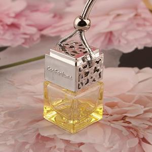 Flacon de parfum de voiture vide de 8 ml, carré, suspendu, en verre, avec bouchon argenté <span class=keywords><strong>creux</strong></span>, logo personnalisé, pour contenir des huiles essentielles parfumées pour voiture - Product Image 3