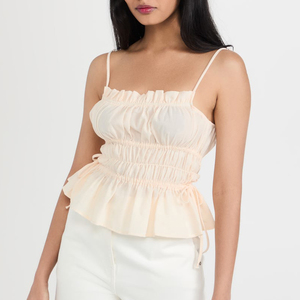 Canotta con volant Smocked peplo cami canotta dongguan fornitori <span class=keywords><strong>abbigliamento</strong></span> <span class=keywords><strong>donna</strong></span> <span class=keywords><strong>chic</strong></span> - Product Image 4