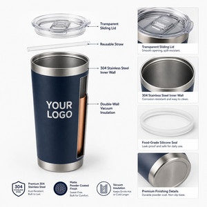Custom Logo 20oz Vacuum <b>Insulated</b> Tumbler 304 Stainless Steel Travel <b>Mug</b> With Straw Reusable Coffee Cup For Hot Cold Drinks - Product Image 2