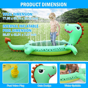 Inflatable Dinosaur Fountain Sprinkler Pool For Kids Water Play Splash Pad Baby Wading Pool Outdoor Toy - Product Image 4