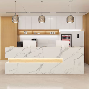 Mostrador de Recepción Moderno <span class=keywords><strong>para</strong></span> Oficina, Mostrador de Recepción Pequeño de Madera con Luz LED <span class=keywords><strong>para</strong></span> Hotel, Salón, Clínica - Product Image 5