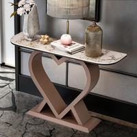 Tables consoles d'entrée modernes de luxe en acier inoxydable rose doré avec plateau en marbre, meubles de hall