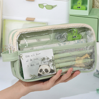 Étudiants Junior High School Trousse À Crayons Japonais Simple Papeterie Sac Sac De Rangement 5 Couches Grande Capacité Transparent Stylo Cas