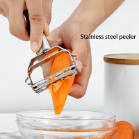 Professionele Duitse Roestvrijstalen Dual-Head Keukensnijder 2-In-1 Moeiteloze Groenteschiller Fruitversnipperaar Creatief