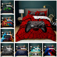 Red Spider Gamepad 3D imprimé jeu poignée ensemble de literie Flash Spiderman imprimer Double housses de couette