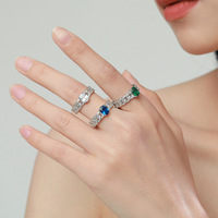 Bijoux de mode de haute qualité, bagues de fiançailles colorées, argent sterling S925, zircone 5A, collection d'anneaux hypoallergéniques