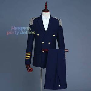 Costume de Mariage Homme HP Haut de Gamme Blanc et Bleu Marine – Blazer et Pantalon Coupe Slim pour Homme - Product Image 1