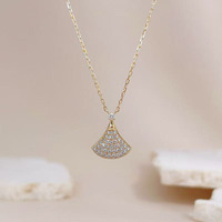 18K Gelbgold Labor-Gezüchteter Diamant-Anhänger Halskette Göttin Elegant Anmutig Fee Voll Besetzt mit Diamanten Verstellbares Damen-Zierstück