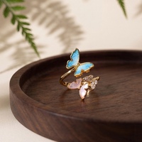 Bague Papillon Chinoise Faite Main en Cloisonné, Réglable, Vintage, Émail, Bijou Culturel Tendance pour Femme