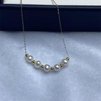 Collier de clavicule en perles d'eau douce naturelles à haute brillance, plaqué or 14 carats, bijoux de luxe mignons pour femmes