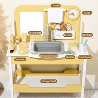 Ensemble de jeu Montessori en bois pour enfants : lavabo, coiffeuse, maquillage, sèche-cheveux, pour le toilettage des tout-petits