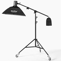 Trépied de studio photo et vidéo avec bras articulé, sac de sable et roue réglable pour appareil photo, téléphone et diffusion en direct