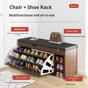 <span class=keywords><strong>Banc</strong></span> moderne de magasin de chaussures pouf <span class=keywords><strong>d</strong></span>'<span class=keywords><strong>entrée</strong></span> en cuir PU avec support de rangement de chaussures et sièges <span class=keywords><strong>banc</strong></span> de tabouret à langer pour salon - Product Image 2