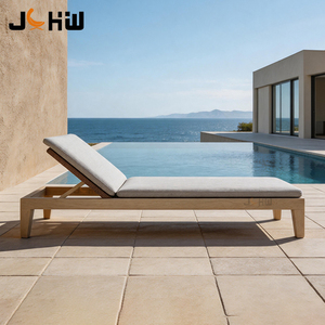 Chaise longue de luxe en teck pour l'extérieur avec coussins résistants aux UV en corde, pour usage hôtelier, inclus - Product Image 2