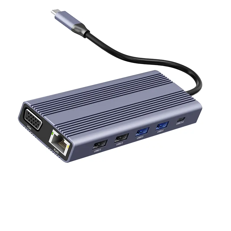 רכזת USB 3.0 מרחיבה USB 12 ב-1 למחשב נייד Xbox כונן הבזק HDD קונסולת מצלמה סוג C רכזת עם יציאת ETHANET VGA