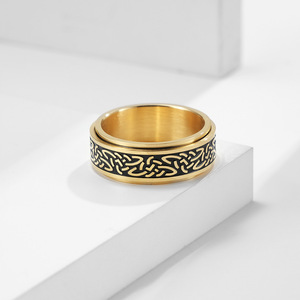 <b>Celtic</b> Knot Titanium Steel Rotating <b>Ring</b> Black Unisex Wedding Band 8mm Width - Product Image 4