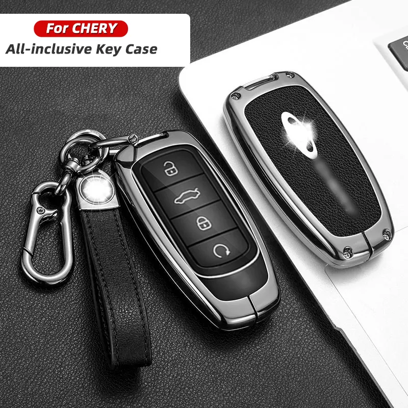 Hot Selling Voor Chery Autosleutel Cover Van 2023 Tiggo 8 Pro Arrizo 8 Plus Auto Sleutelhanger Case Lederen Metalen Tas Beschermer