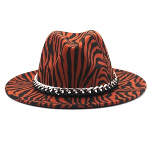 Mô hình ngựa vằn len dây chuyền bạc len Đầu Mũ phụ nữ sombrero de fieltro mujer rộng vành cảm thấy Panama <span class=keywords><strong>Hat</strong></span> - Product Image 3