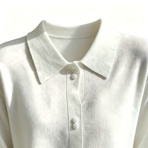 Polo de Manga Larga 100% Cachemira al por Mayor, Elegante Suéter de Cachemira con Bordado - Product Image 3