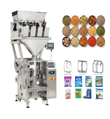 Vertical Form Fill Seal Weighing Packaging Machine VFFS Pillow Bagger with Linear Weigher for Granule Coffee Tea Spice