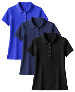 Polo de Manga Corta para Hombre, Color Sólido, Corte Regular, Informal, Tejido, 100% Poliéster, Azul, Negro, Marino - Product Image 1