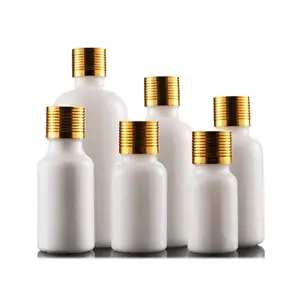 spot stocks cosmetic opal white preserving apothecary glass packaging bottle with gold lid