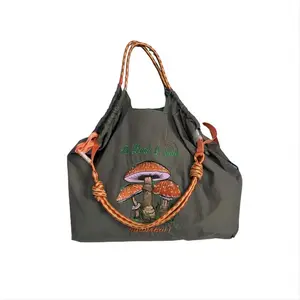 Embroidery Tote Shoulder Bag Japanese Korean Style Shopping Tote Hand Bags For Women