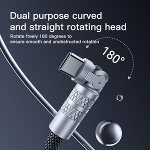 60W siêu nhanh sạc 180 độ xoay nylon Cáp dữ liệu hợp kim kẽm Loại-C Type-C điện thoại di động máy ảnh 5V - Product Image 4