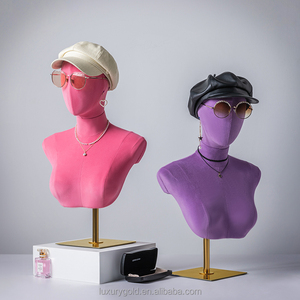Bijoux de luxe <span class=keywords><strong>Buste</strong></span> Présentoir Mannequin Perruque Présentoir <span class=keywords><strong>Femme</strong></span> Velours Tête de Mannequin <span class=keywords><strong>avec</strong></span> Épaules - Product Image 2