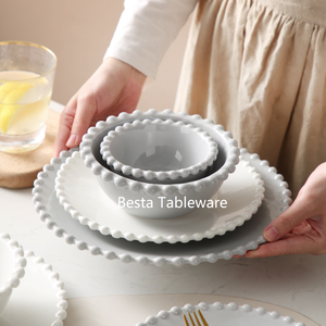 Juego de Platos de Porcelana para Boda <span class=keywords><strong>Besta</strong></span> Shanxi DDP, con Perlas, para Fiestas - Product Image 6