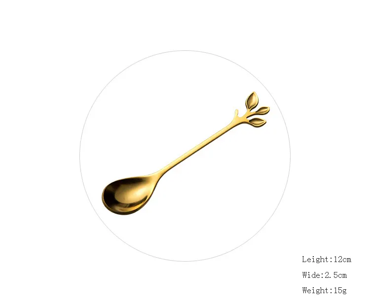 JUJU Design The Branches Of The Handle Portable Eco Friendly Spoon 304 Stainless Steel TeaFork Teaspoon