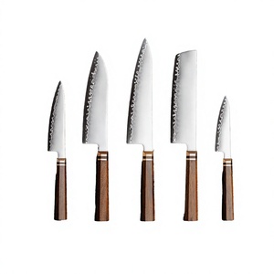 Couteau Santoku en acier carbone 7,5 pouces, finition haute brillance, manche en bois écologique et durable, ensemble de 5 couteaux - Product Image 2