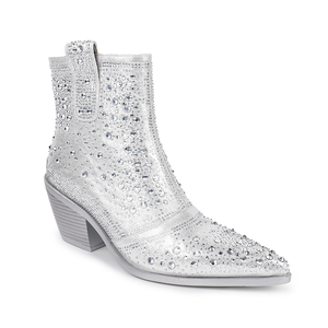 WETKISS-<span class=keywords><strong>Botines</strong></span> de tacón grueso para mujer, botas de vaquero con diamantes de imitación <span class=keywords><strong>plateados</strong></span>, 2023 - Product Image 1