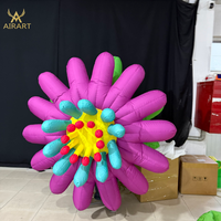 Sculpture de fleurs gonflables colorées avec feuilles vertes, décoration de plantes gonflables géantes pour l'extérieur, pour les fêtes, les mariages et les événements