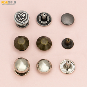 Rivets à double capuchon de couleur bronze antique de style rétro, logo en relief argenté mat, forme matérielle personnalisable, rivets de vêtement durables - Product Image 1