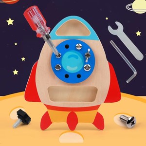 Jouet Montessori DIY pour enfants, jeu d'assemblage <span class=keywords><strong>de</strong></span> fusée avec écrous et vis, kit d'outils <span class=keywords><strong>de</strong></span> réparation, jouet éducatif en bois pour la petite enfance - Product Image 1