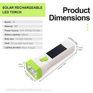 ไฟฉาย LED ขายส่งจากโรงงาน ชาร์จได้สองระบบ ทั้งพลังงานแสงอาทิตย์และ USB ไฟฉายพกพาแบบชาร์จซ้ำได้ สำหรับใช้ในบ้านและตั้งแคมป์กลางแจ้ง - Product Image 3