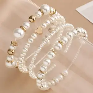 Acrilico varia le dimensioni set di perline di perle per le donne kit per la creazione di braccialetti fai da te con 5 tipi di perline distanziatrici metalliche per la creazione di gioielli