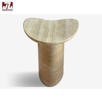 Table basse réglable en travertin blanc beige Wabi-Sabi, mobilier naturel, garantie 1 an pour hôtels, jardins, salon